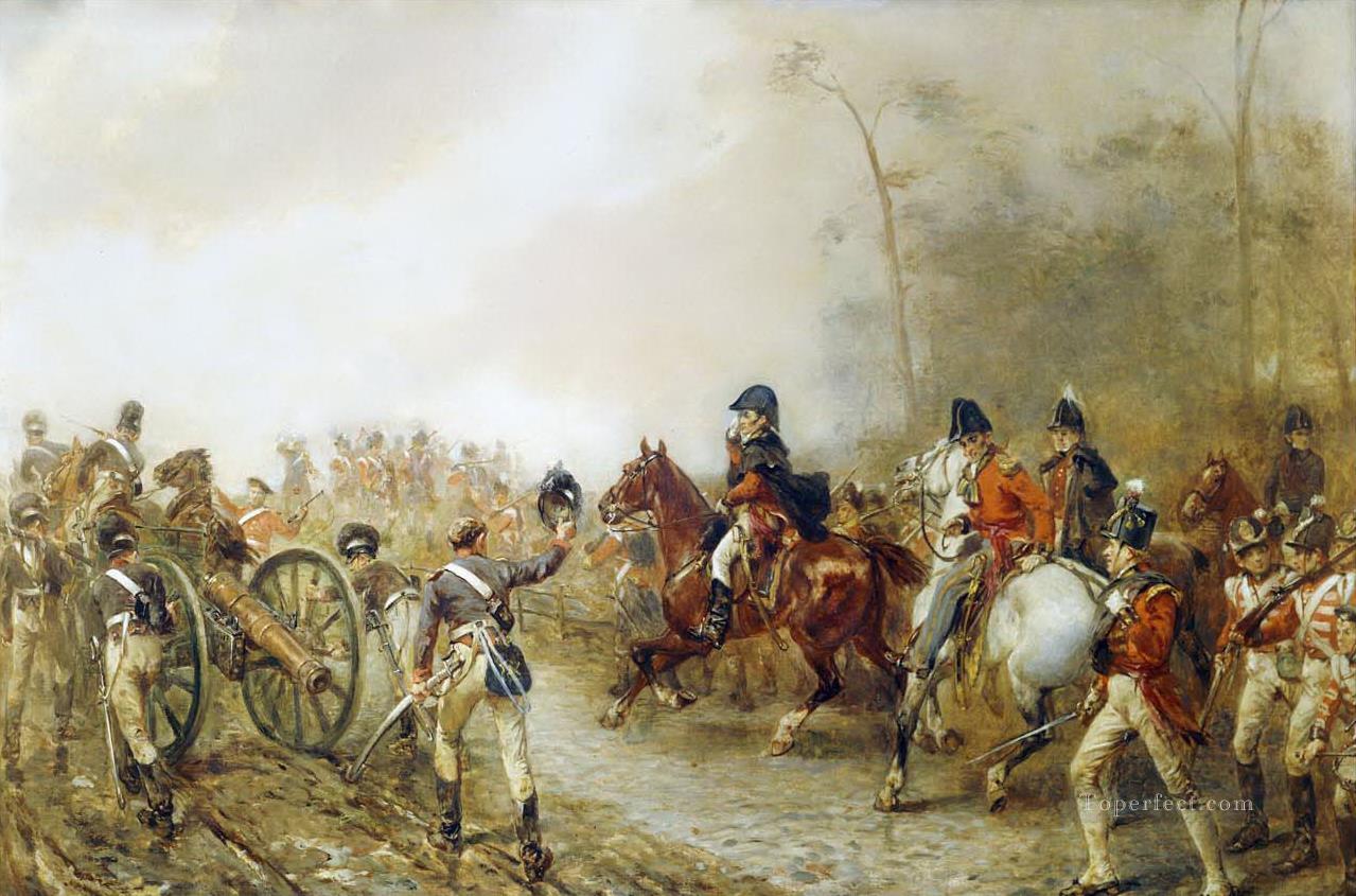 The Duke Of Wellington On The Road To Quatre Bras Robert Alexander Hillingford historical battle scenes Oil Paintings